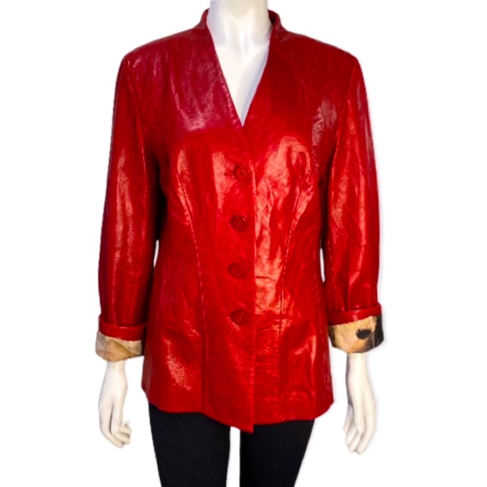 Danier Red Genuine Leather Bottom Up Jacket Size M